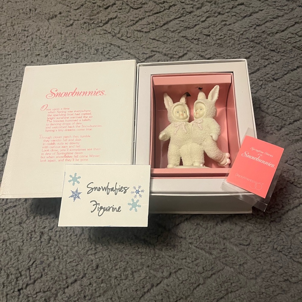 Department 56 Snowbunnies Figurine - White and Pink